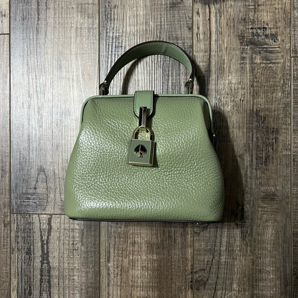 kate spade sage green locket small bag with strap and built in wallet